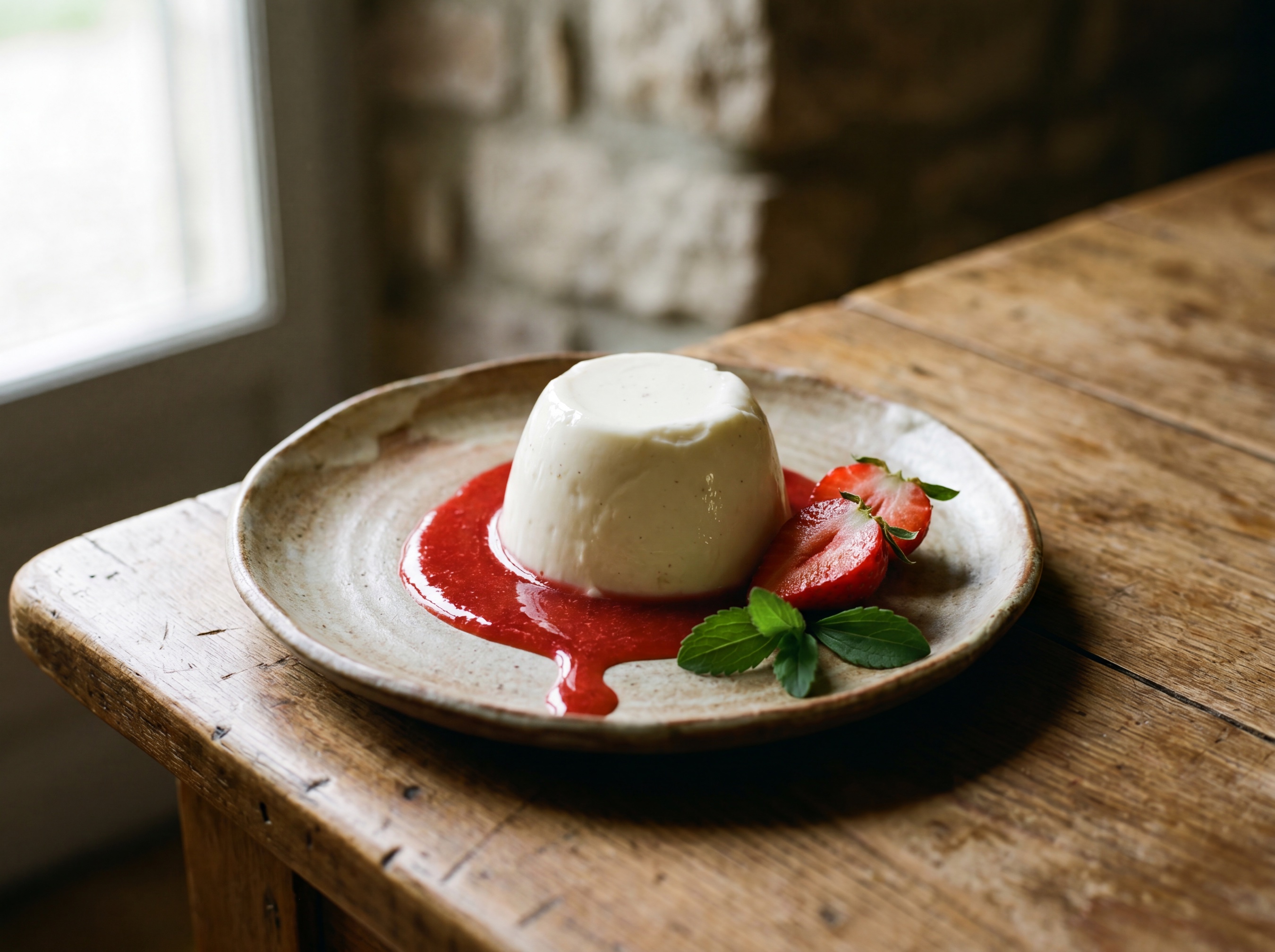 Panna cotta alla stevia con coulis di fragole