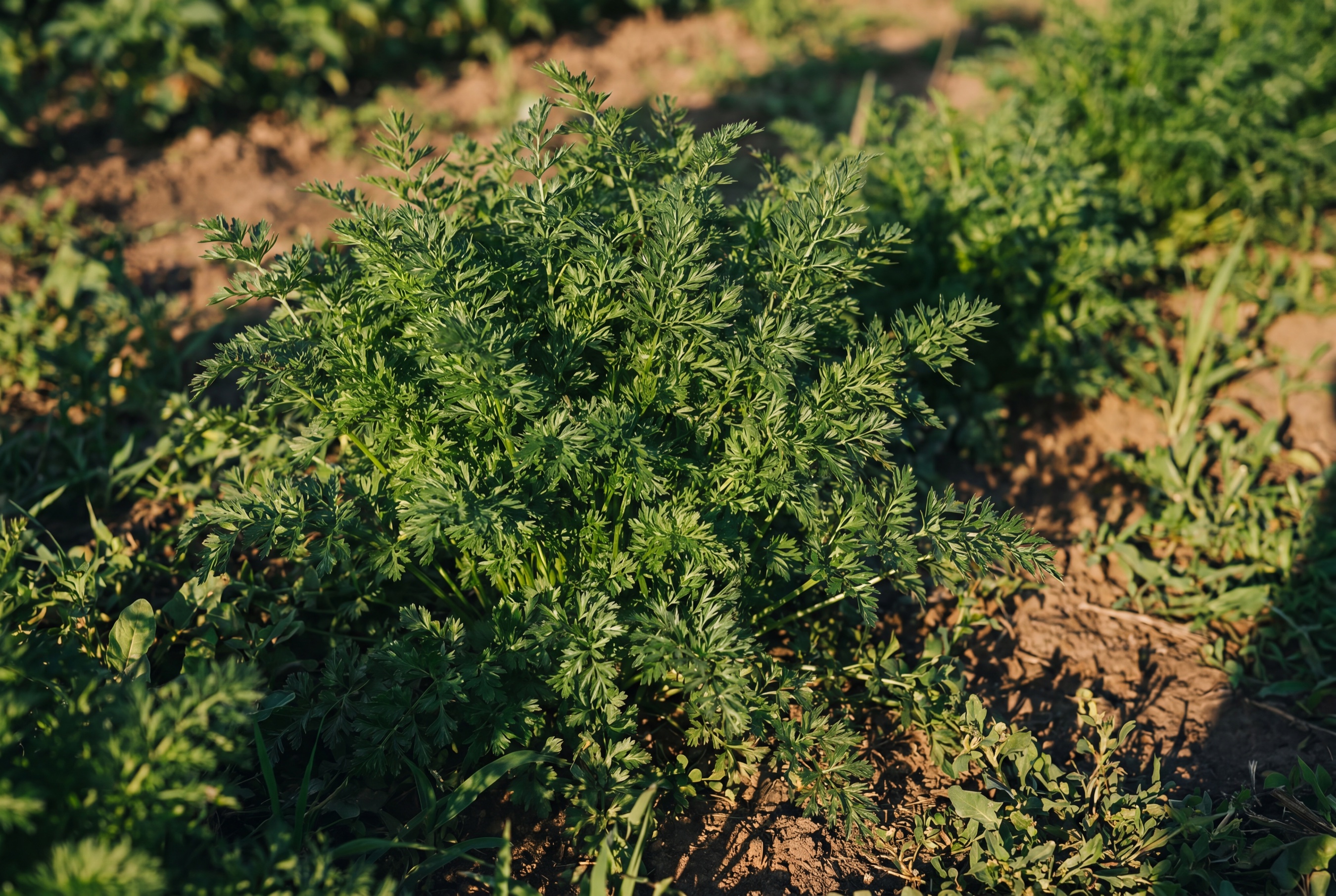 Pimpinella coltivata da Ideja, foglie fresche in campo