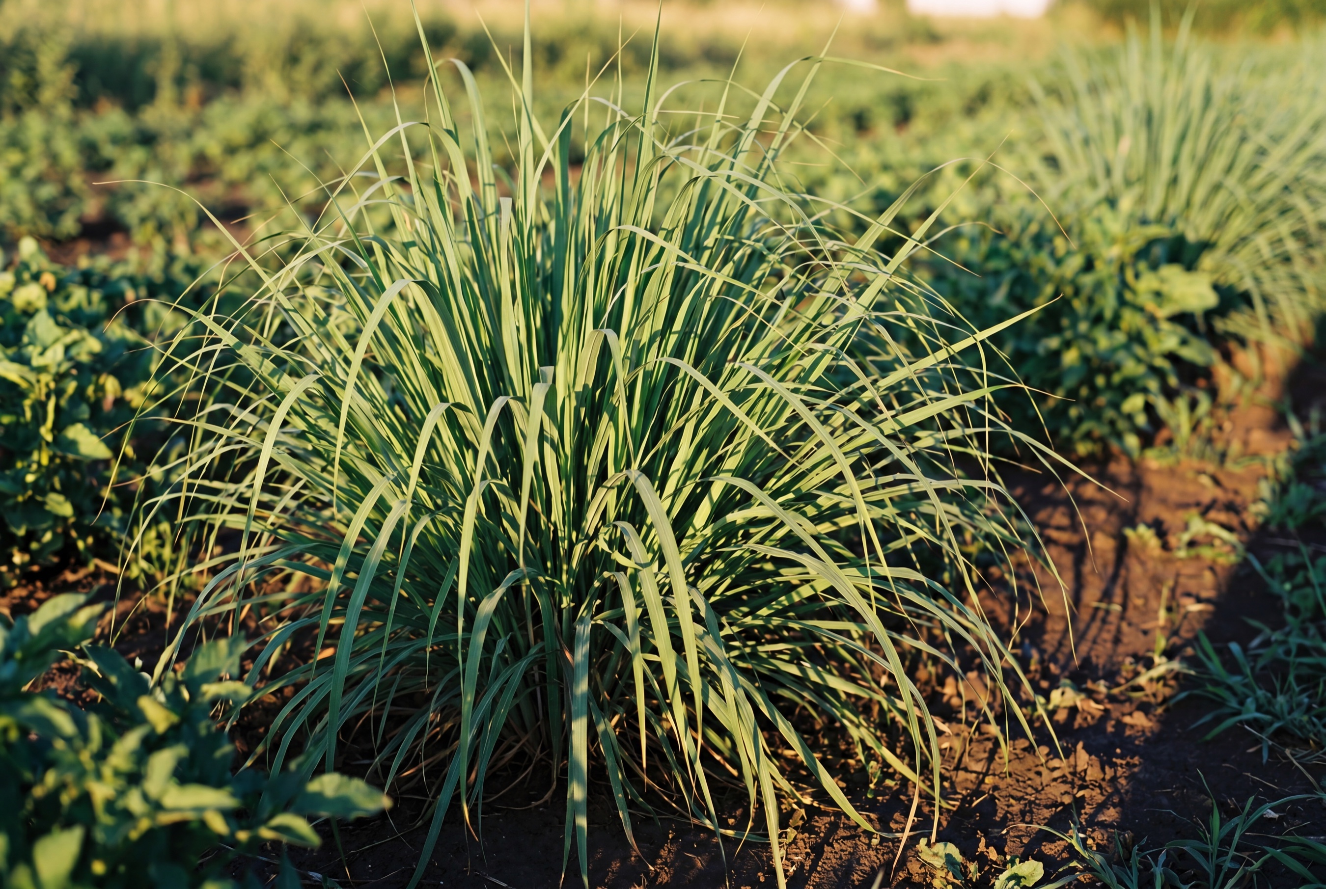 Lemongrass coltivato da Ideja, foglie fresche in campo