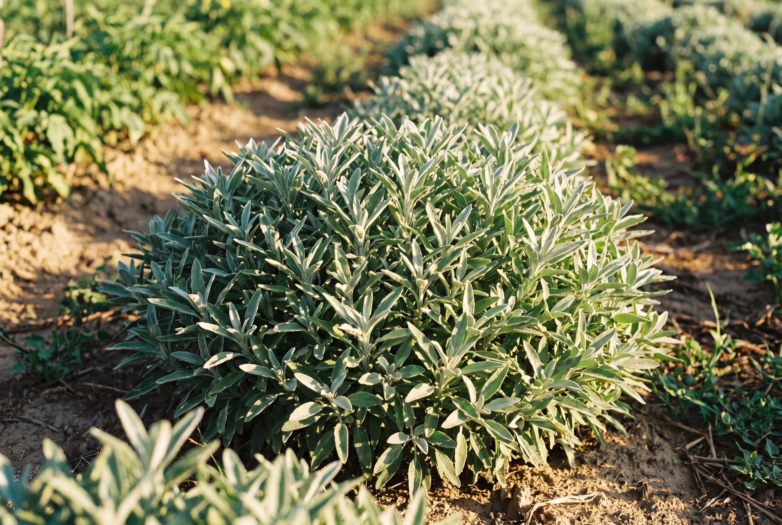 Curry plant (elicriso) coltivato da Ideja, foglie fresche in campo