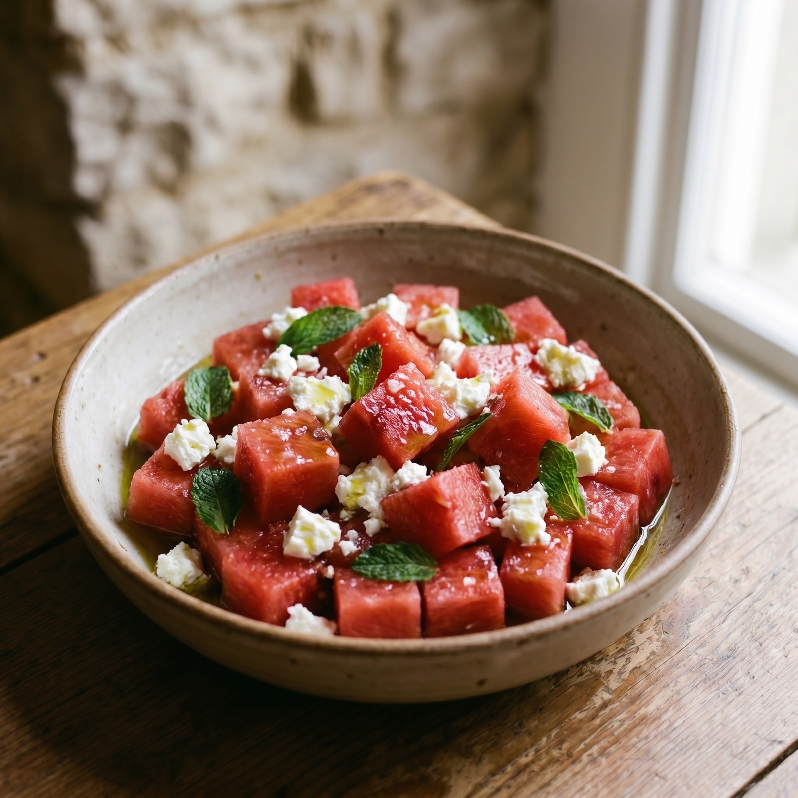 Insalata di anguria con feta e menta — Ideja