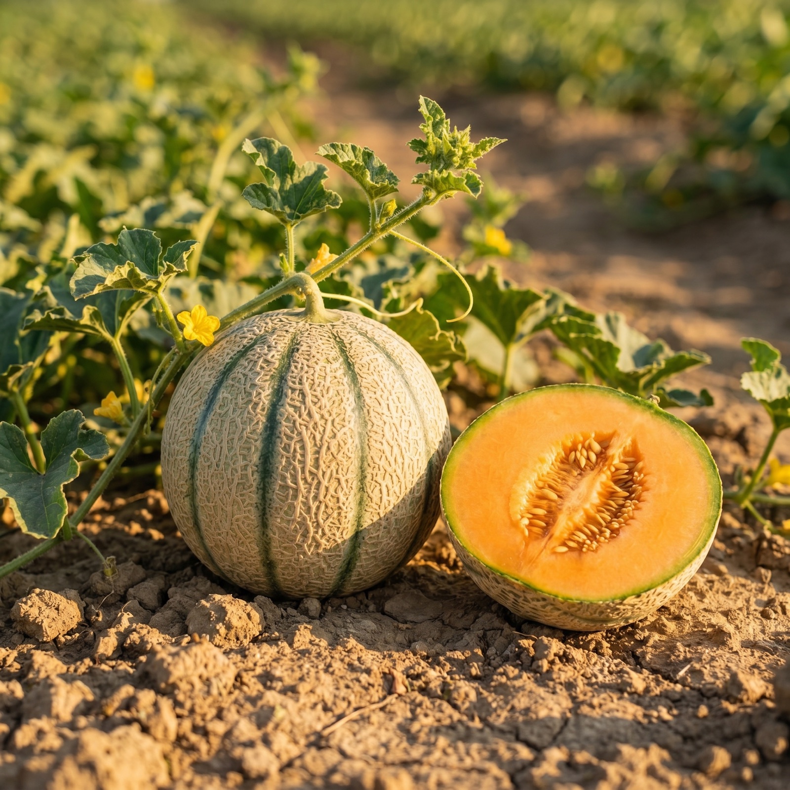 Melone Ferret coltivato da Ideja, in campo
