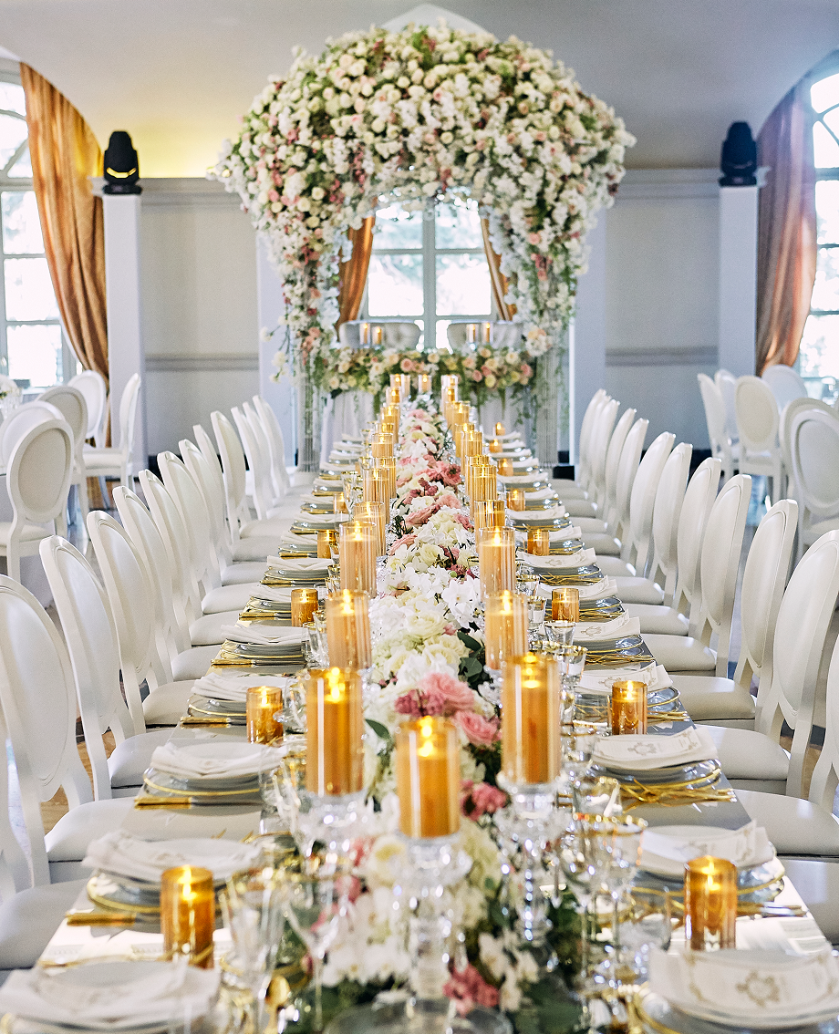 Sunlight shining through hanging white flowers and green leaves in an outdoor setting.