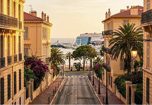 Elegant outdoor event with guests dining beside a large historic white building with ornate windows and greenery.