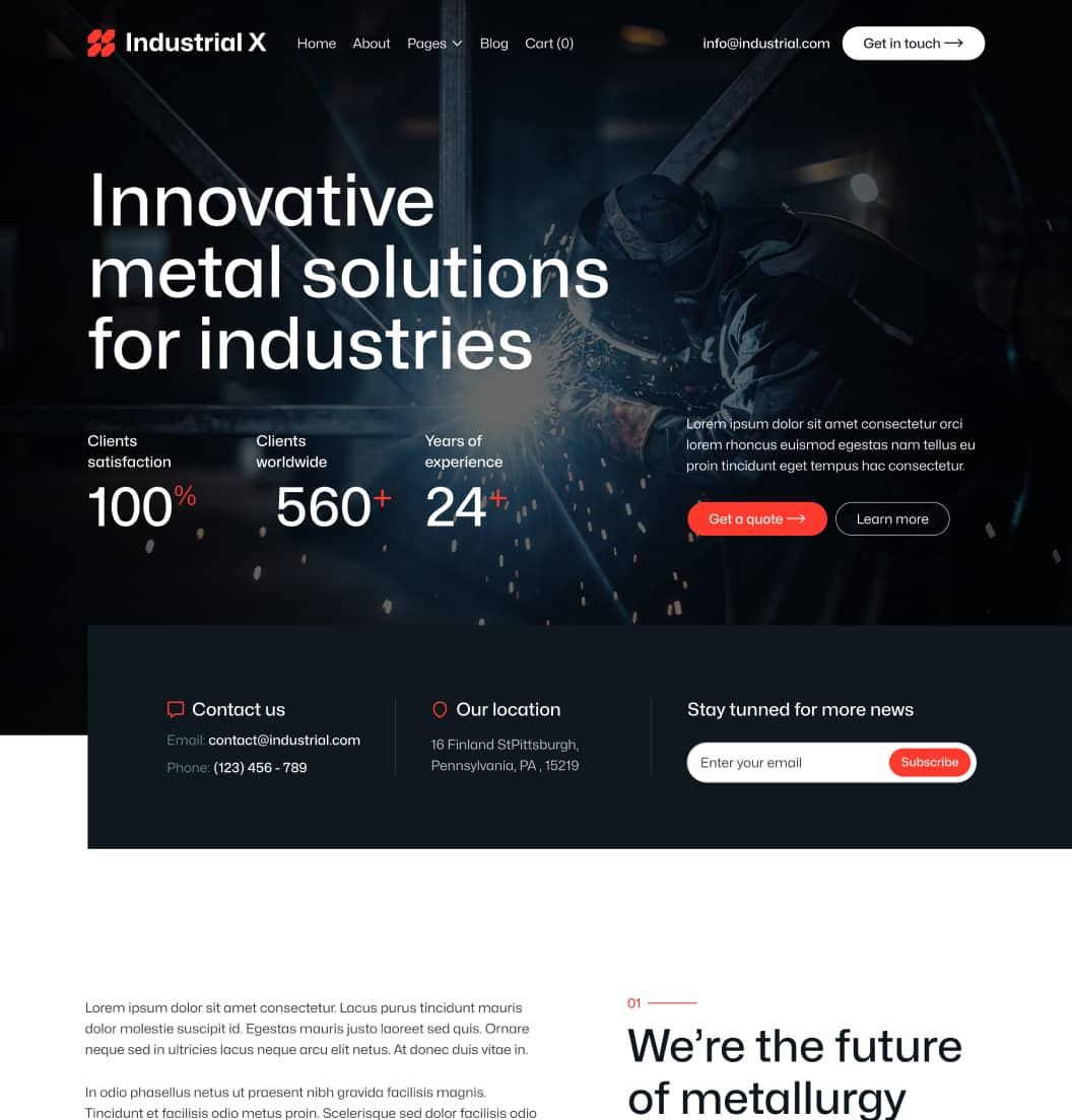 Industrial X - Home V1 Page - Metallurgical Webflow Template