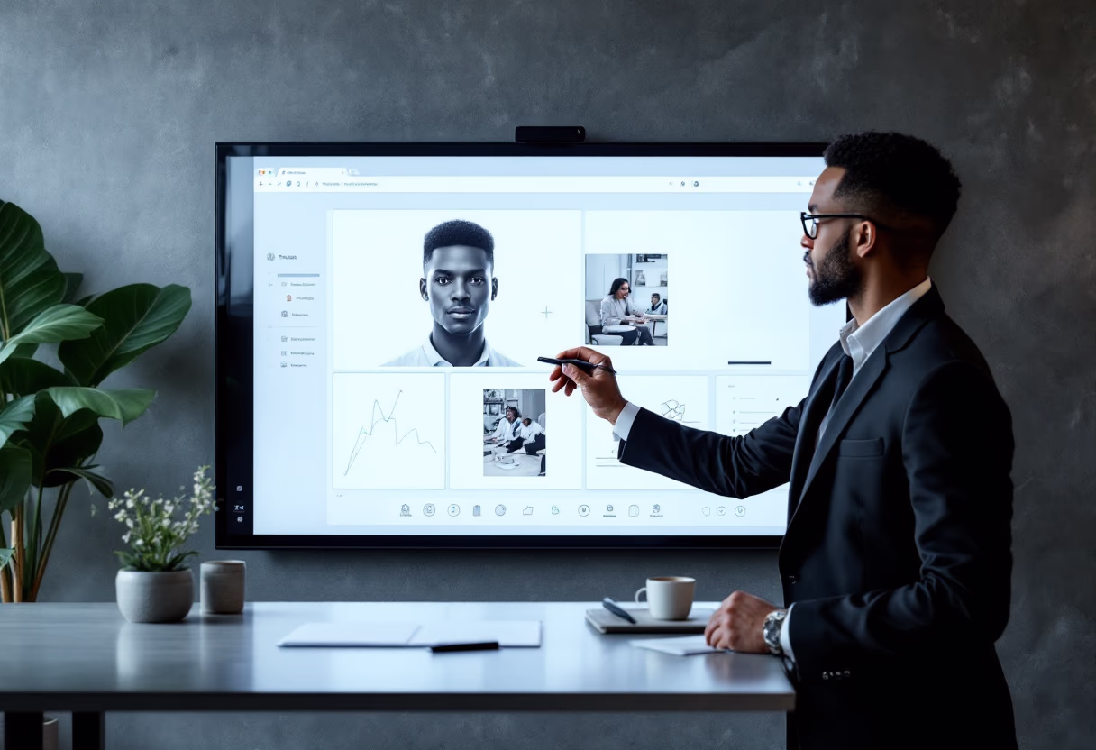 image of teacher using a smartboard (for edtech)