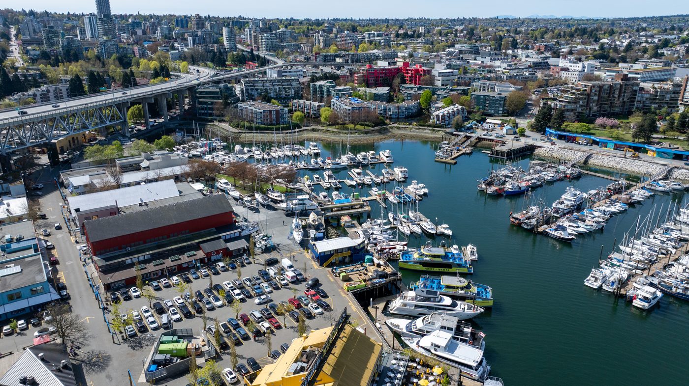 Granville Island marina businesses and waterfront activity in Vancouver BC.jpg