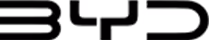 Logotyp med stiliserade bokstäver som bildar texten BYD i svart.