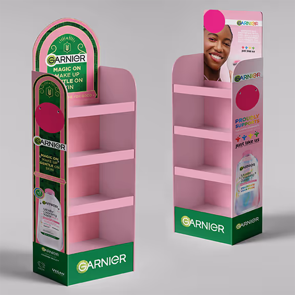 Garnier Magic on Make Up retail activation display stand for in-store campaign