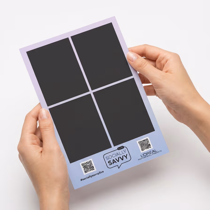 L'Oréal socially savvy campaign printed card with QR code