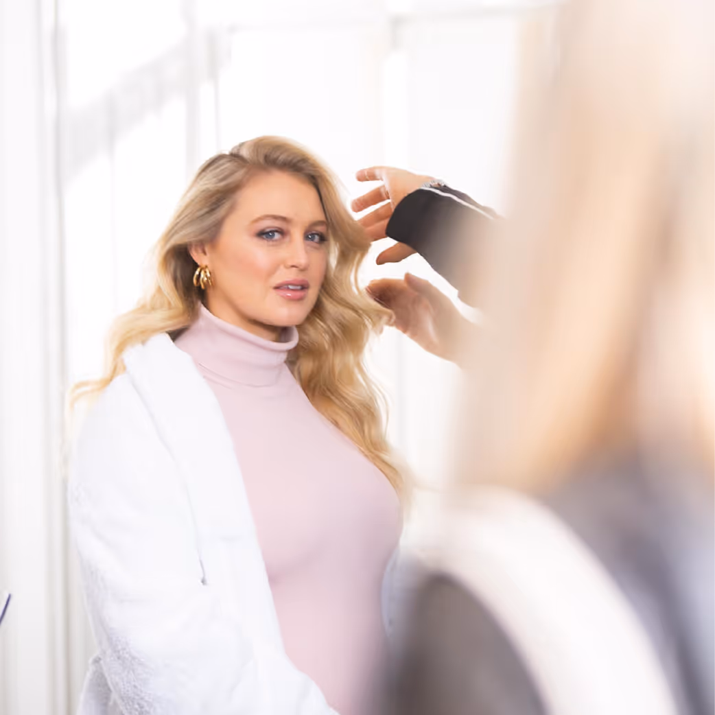 Fashion and lifestyle photography featuring model preparing for shoot