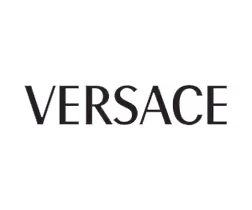 Versace luxury fashion brand logo in black serif letters on white background