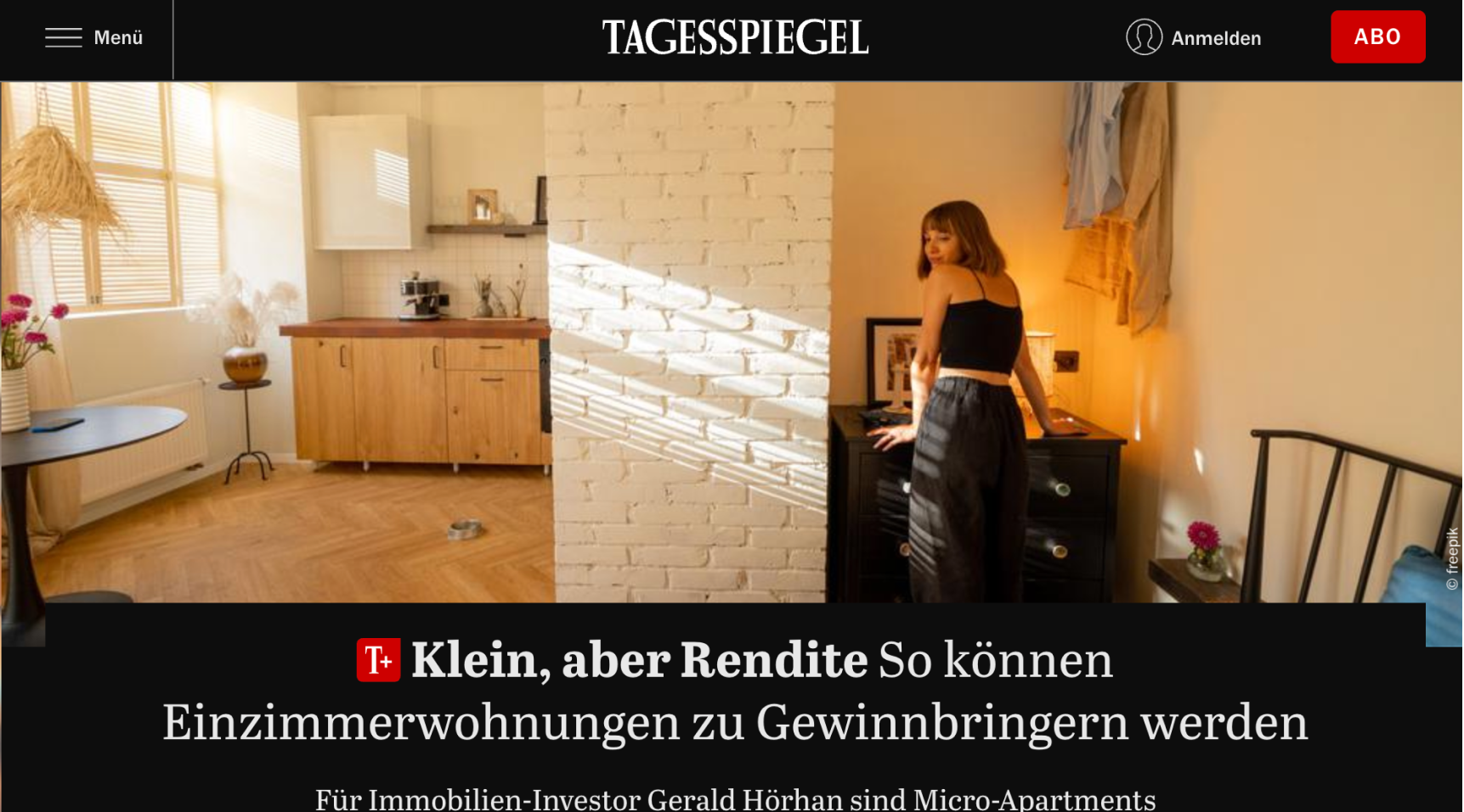 Vorschaubild Artikel „Klein, aber Rendite: So können Einzimmerwohnungen zu Gewinnbringern werden" im Tagesspiegel