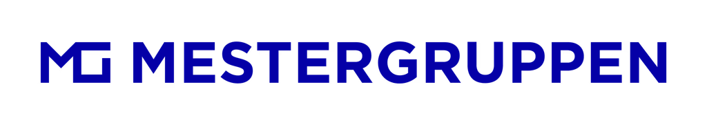 Mestergruppen logo with stylized MG in blue next to the company name in bold blue letters.