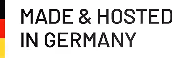 Badge „Made & Hosted in Germany“, deutsches Hosting und Betrieb von Findus One