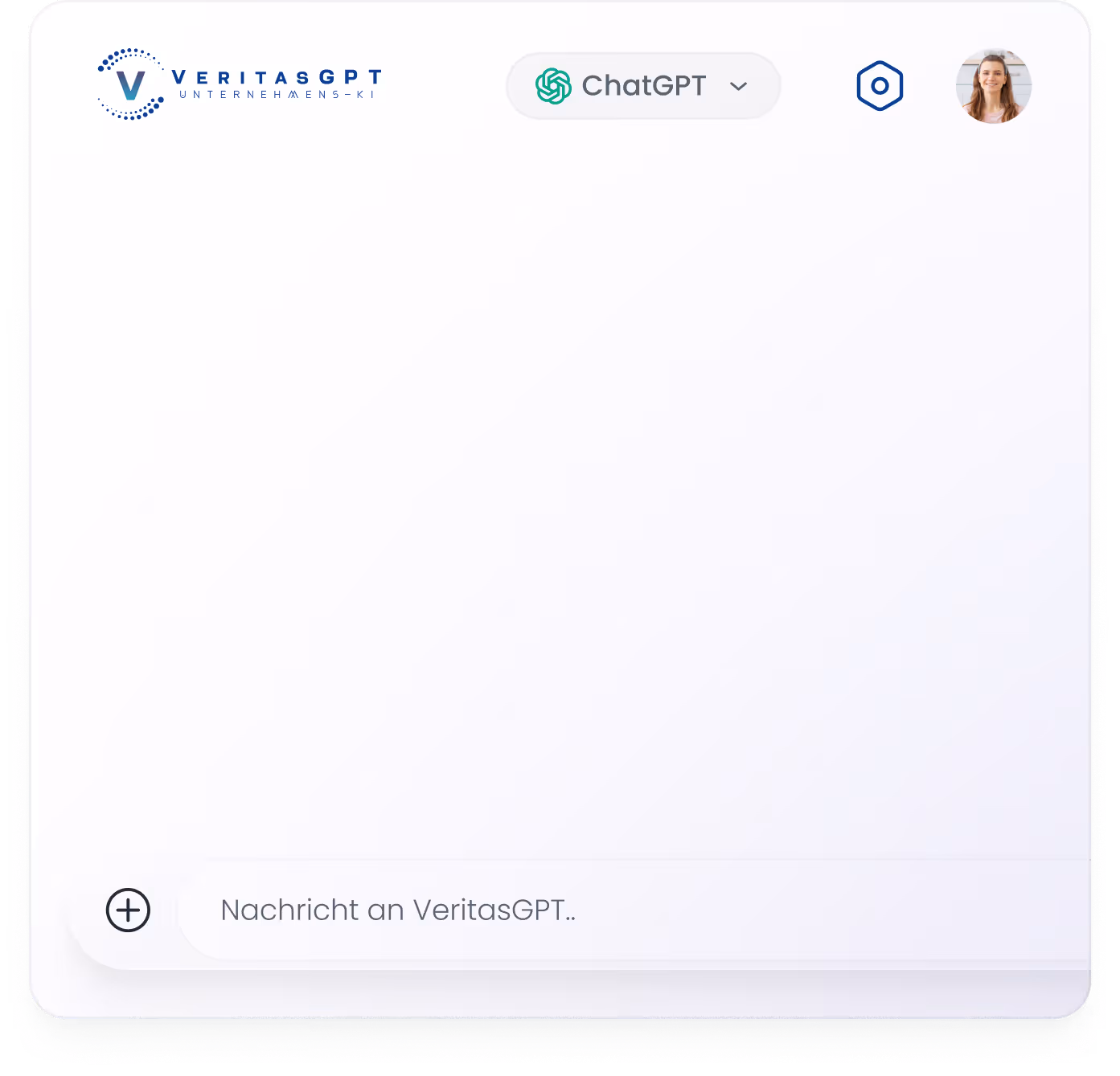 Findus One KI-Chat Oberfläche auf weißem Hintergrund, moderne Benutzeroberfläche