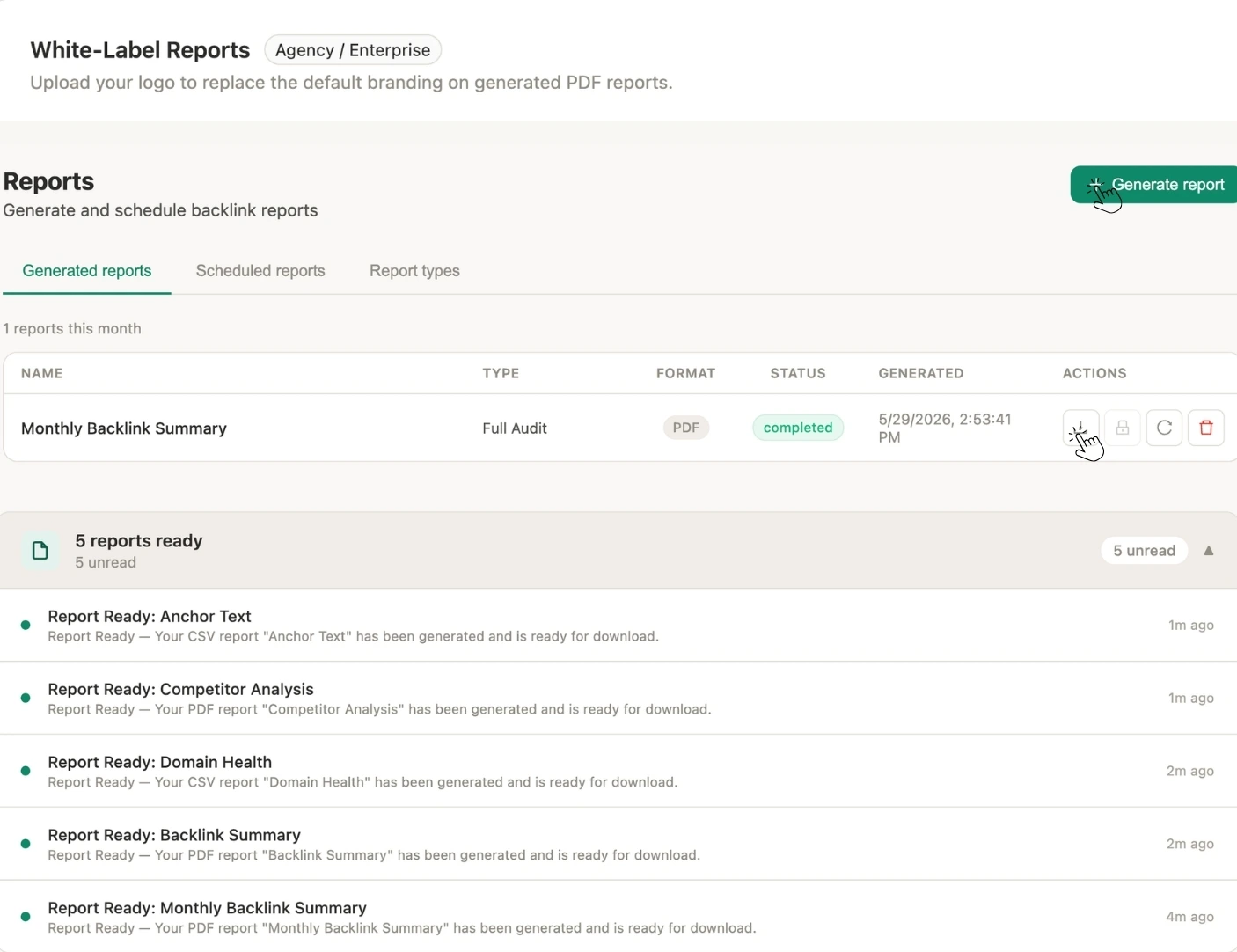 monthly backlink report by Monitolink