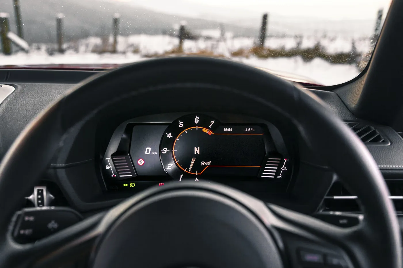 A90 Toyota Supra Manual review Rush Magazine - detail image of switchable drivers LCD screen