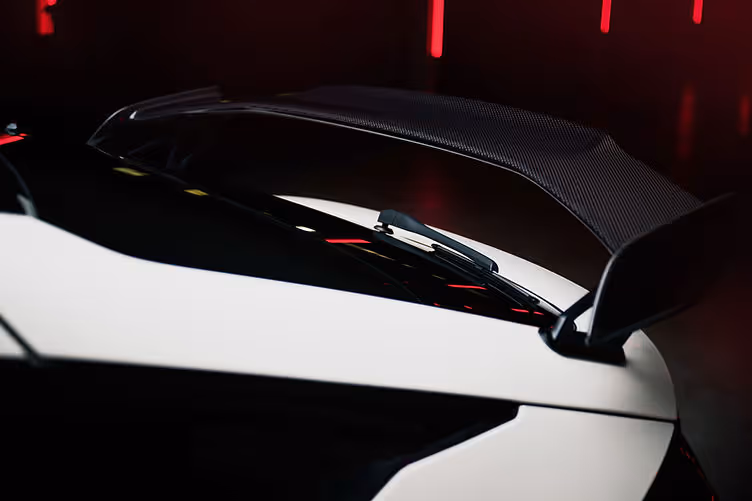 Rear view of the Civic Type R Ultimate Edition showing carbon rear wing.