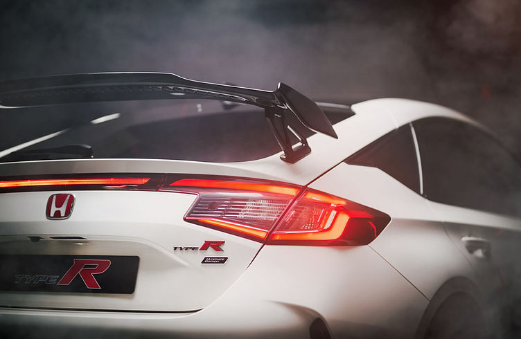 Rear view of the Civic Type R Ultimate Edition showing carbon rear wing.