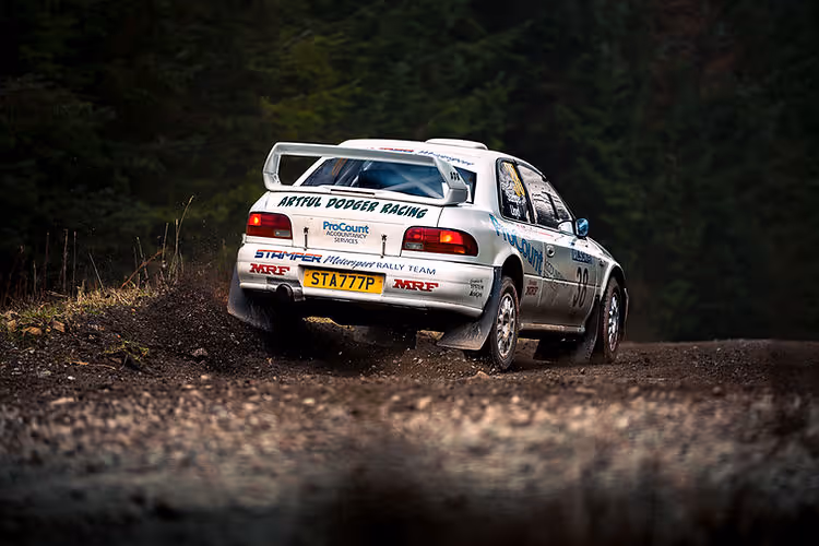 Impreza rally car forest stage