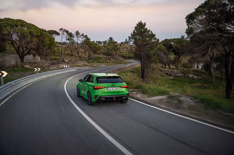 Audi RS3 driving rear