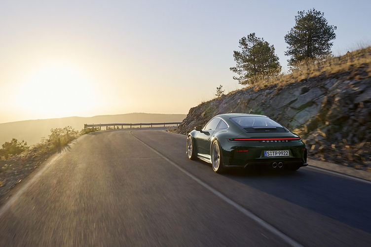 Porsche 992 GT3 Touring on road rear