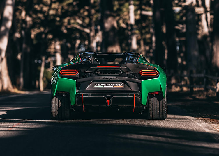 Lamborghini Temerario Alleggerita rear view green stationary
