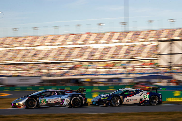 2025 Rolex 24 at Daytona #45 Lamborghini Huracan GT3 Evo and #34 Ferrari 296 GT3