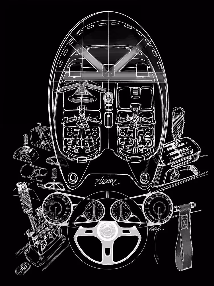 Nilu27 hypercar interior sketch