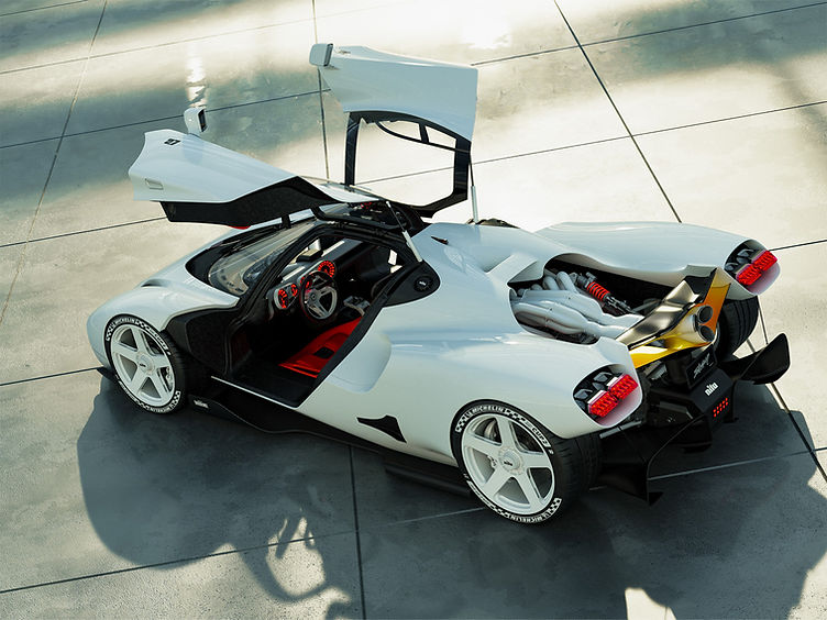 Nilu hypercar gullwing doors open
