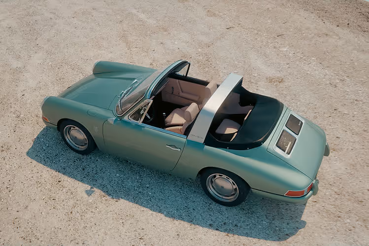 KAMM Launches More Refined 912T - high angle view of light green Targa variant