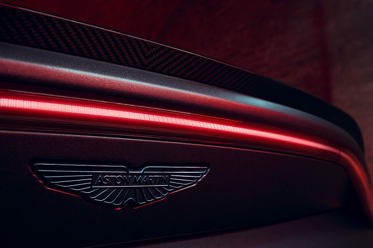 Rear detail of the Aston Martin Vantage S showing updated spoiler and smoked tail lights.