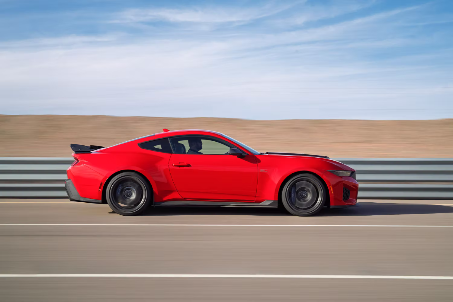 2026 Ford Mustang Dark Horse SC in red side profile tracking image