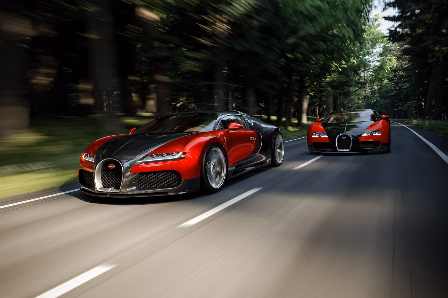 Bugatti FKP Hommage and Veyron - driving