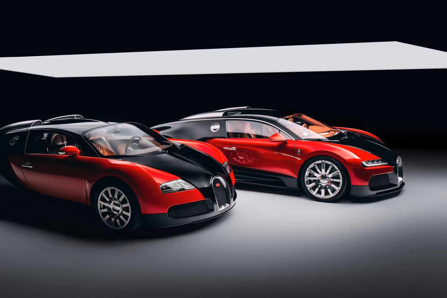 Bugatti FKP Hommage and Veyron - front quarter