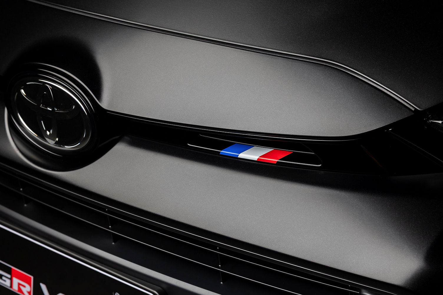 French tricolour accent detail on GR Yaris Ogier 9x front grille