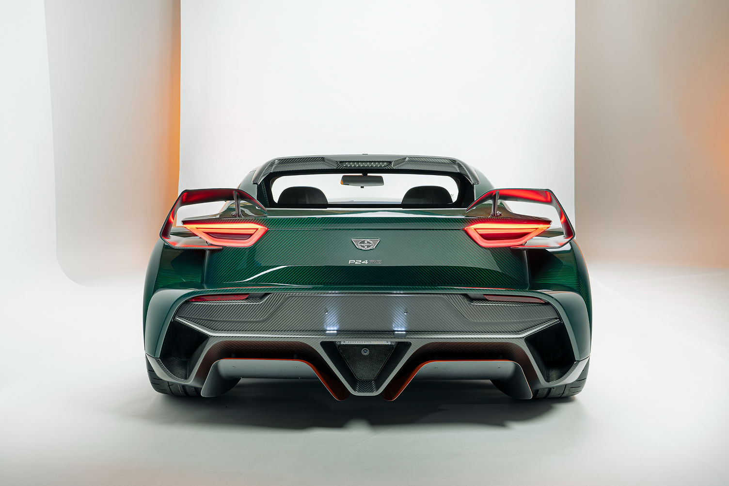 Donkervoort P24 RS rear view showing double diffuser, LED tail lights and carbon bodywork