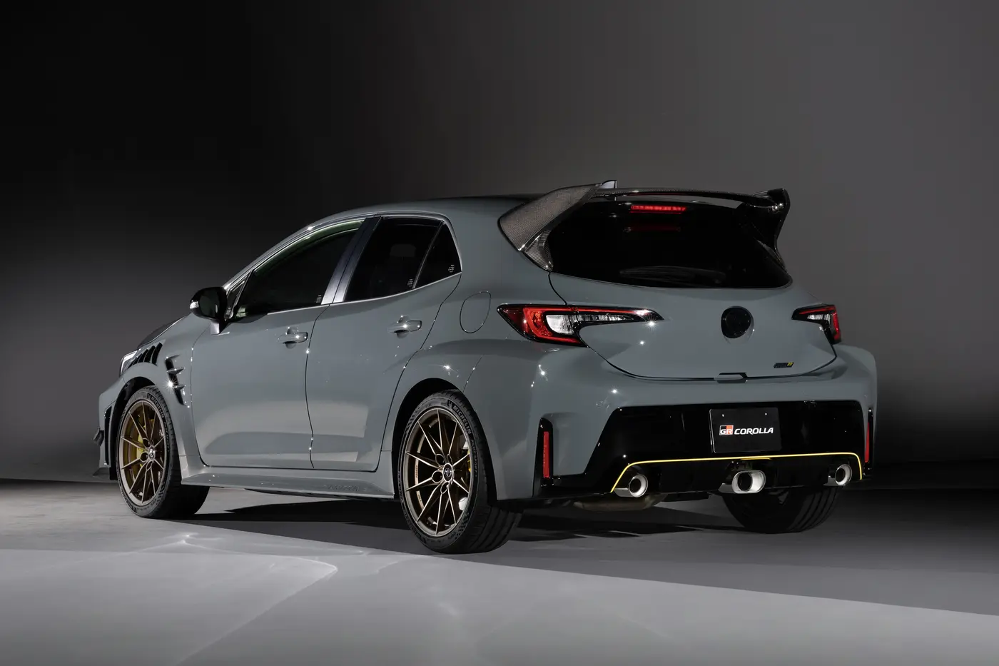 Toyota GR Corolla Morizo RR concept in grey, rear three-quarter view
