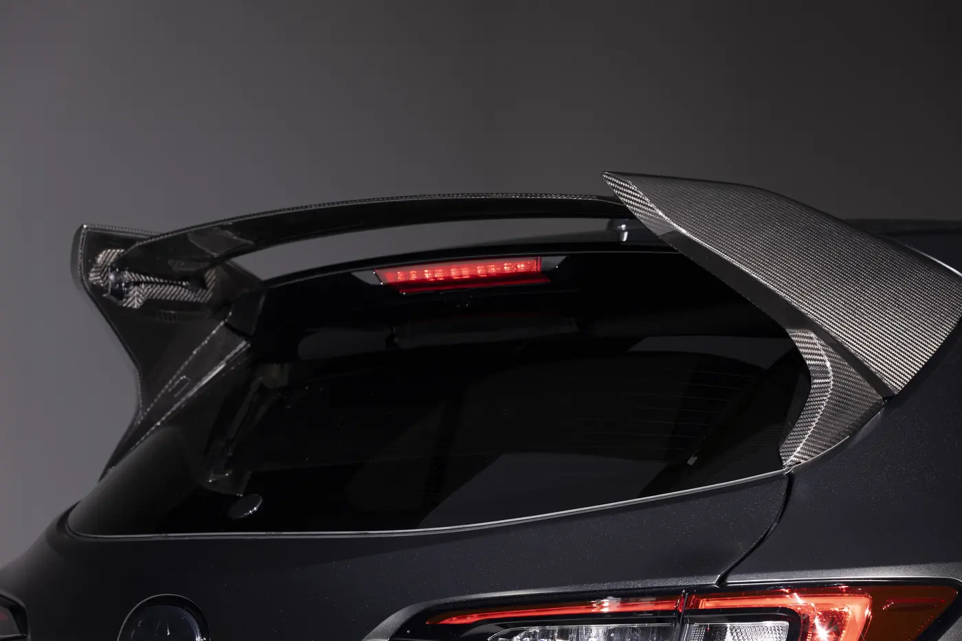 Toyota GRMN Corolla carbon rear wing detail