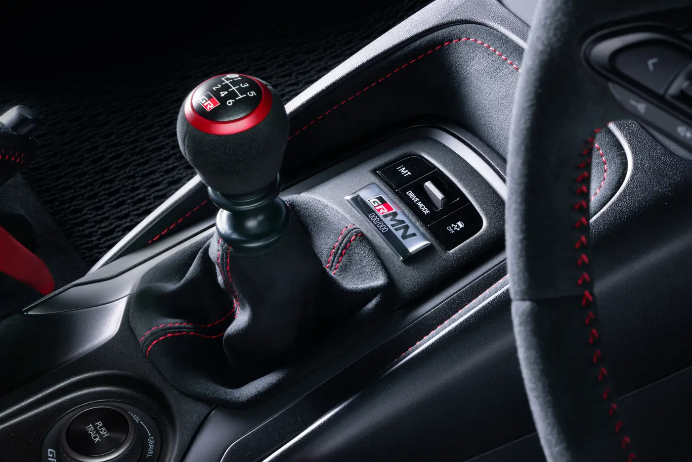 Toyota GRMN Corolla gear lever and numbered serial plaque detail