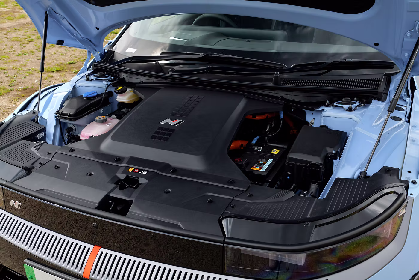 On Track in the Hyundai Ioniq 5 N - under bonnet shot