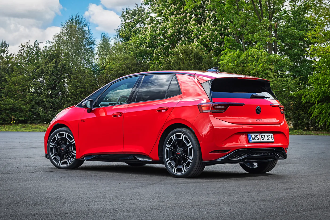VW ID.3 GTI Tornado Red - rear three quarter static