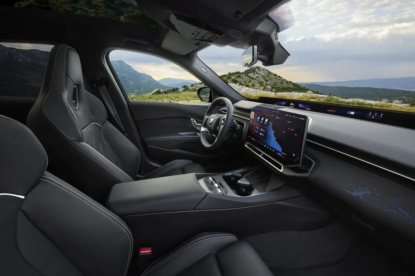 BMW M350 xDrive cockpit with M steering wheel, Boost and M Mode buttons and Panoramic Vision