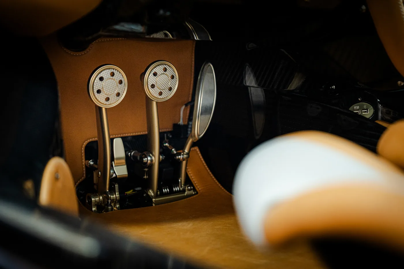 Three-pedal box of the Pagani Huayra Epitome, the first Huayra with a clutch pedal