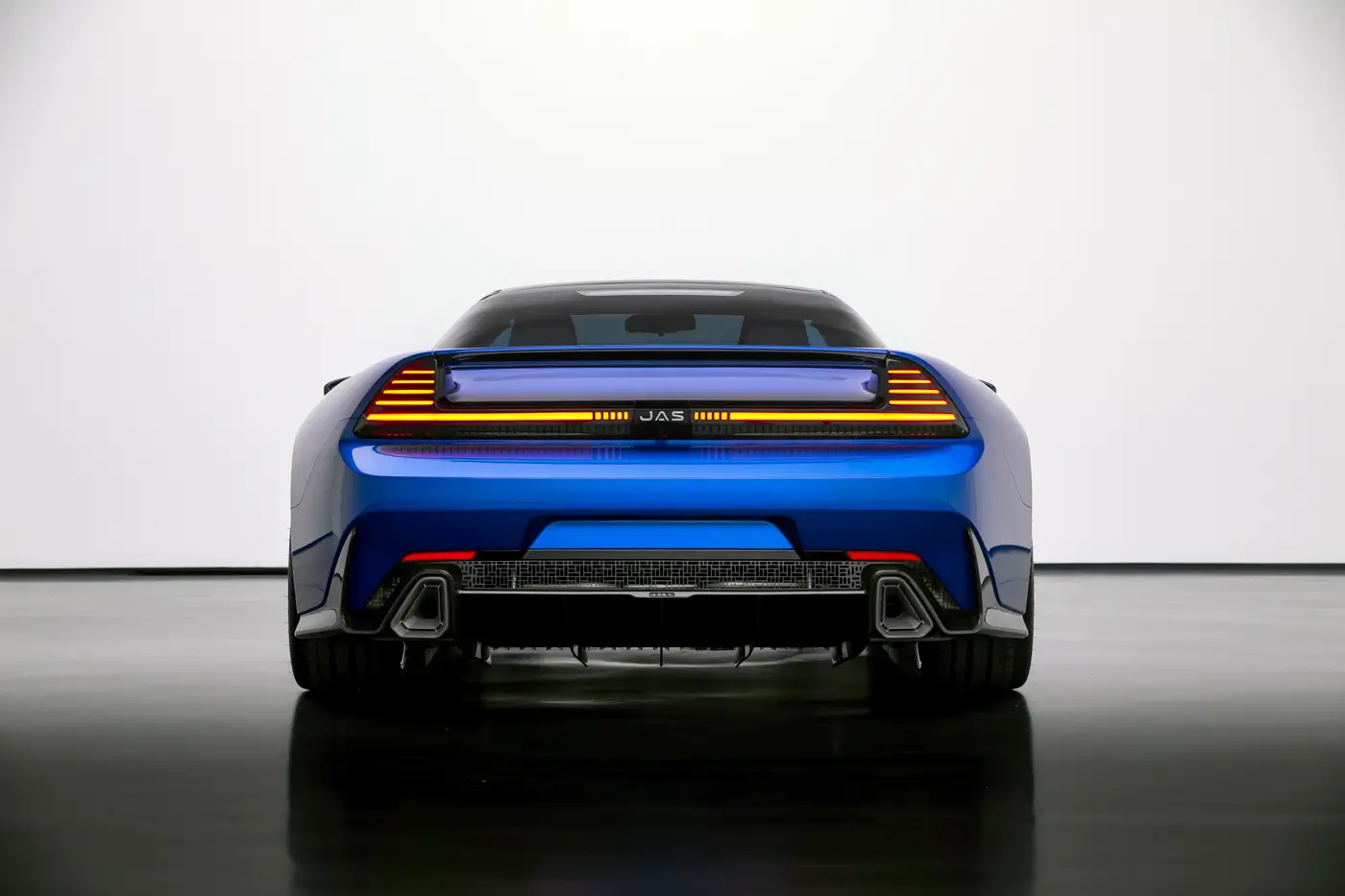 JAS Tensei: rear profile metallic blue studio setting