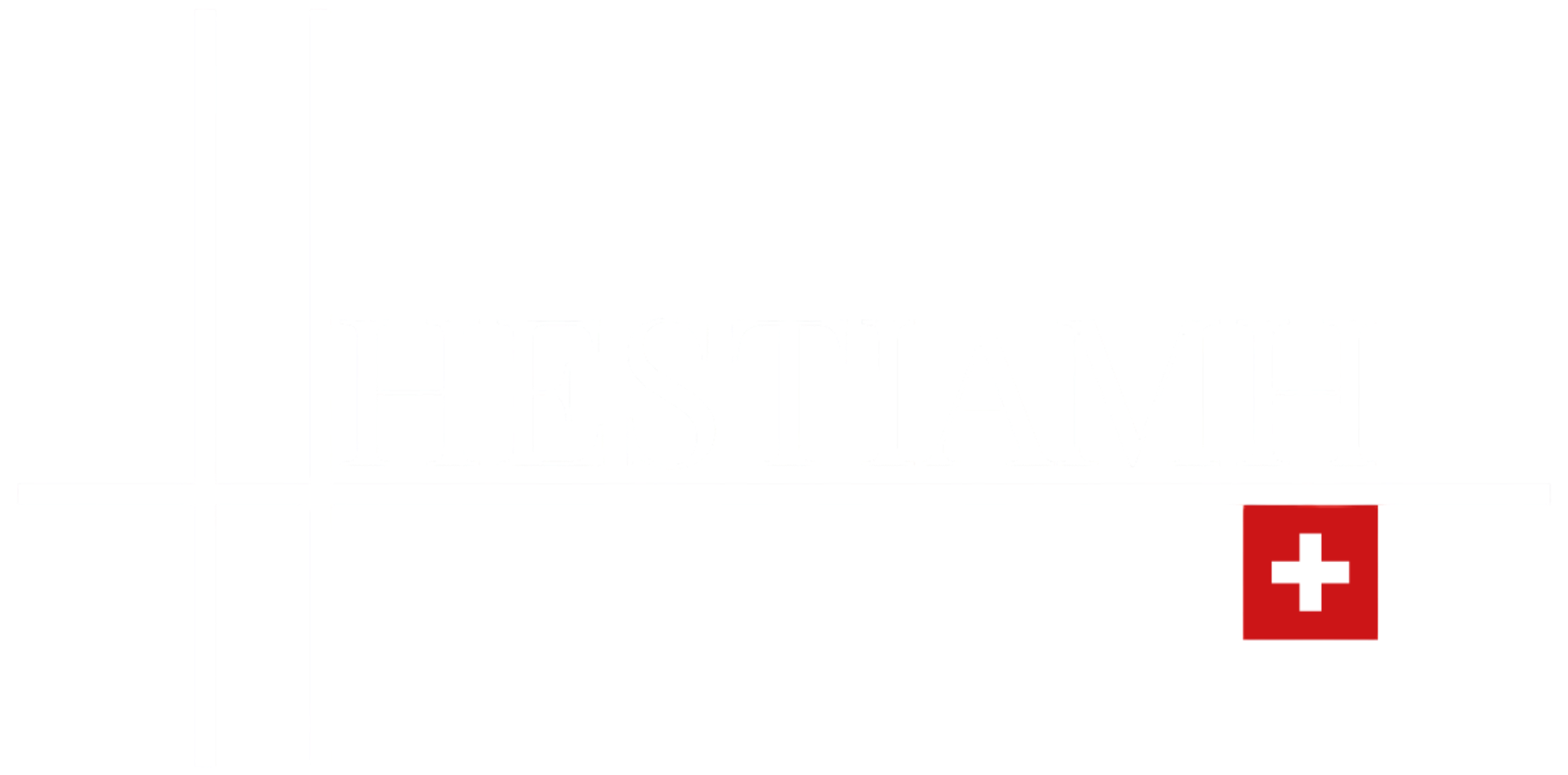 Logo HESTIAMH avec croix suisse blanche sur fond rouge.
