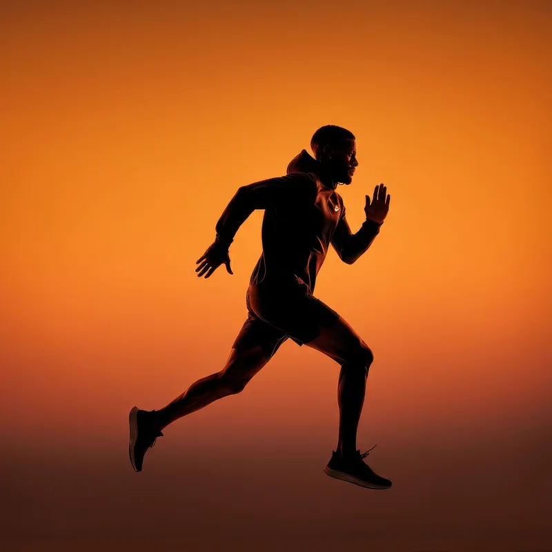 man running on a sunset background