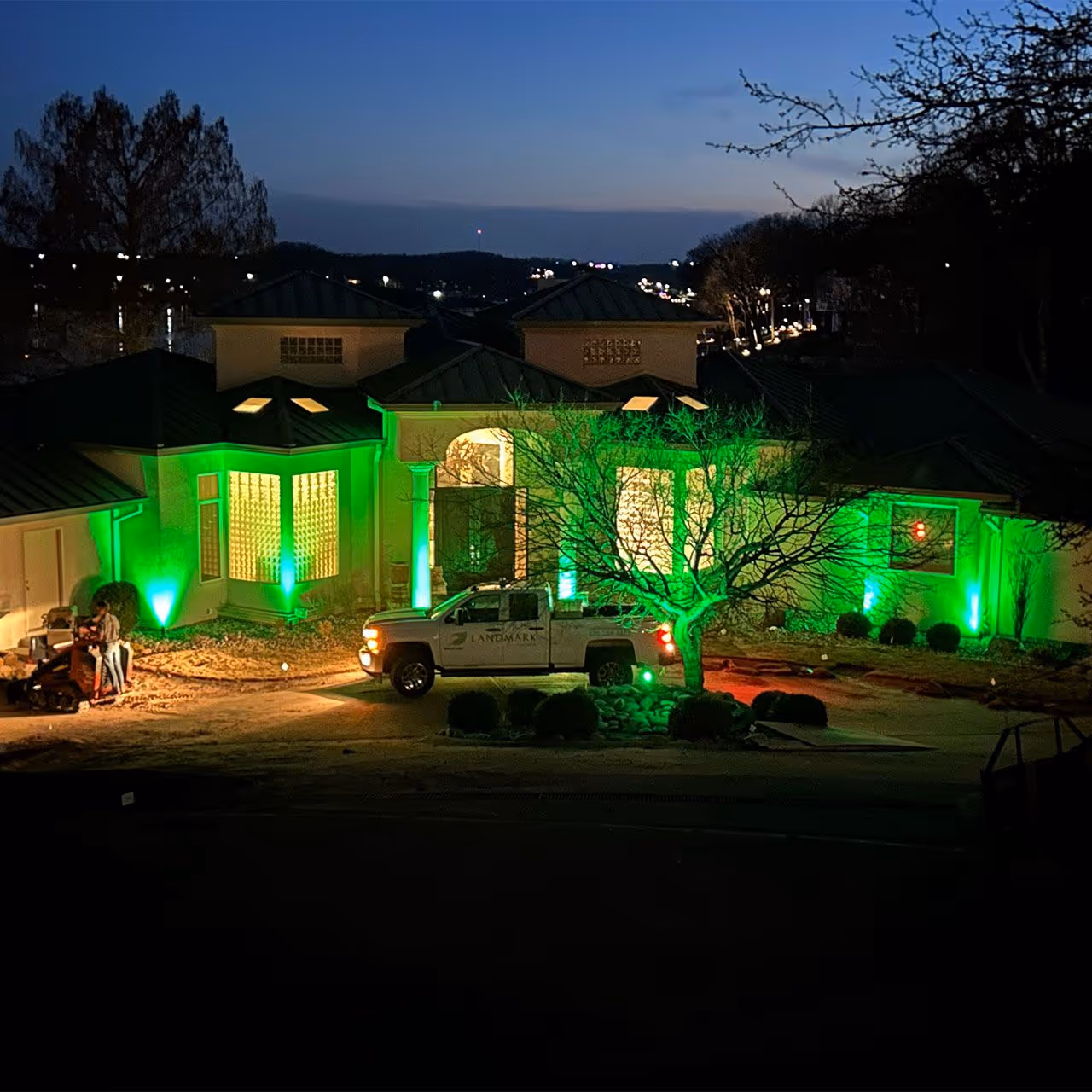 professional outdoor lighting installation by Landmark Lawncare in Lake of the Ozarks Missouri