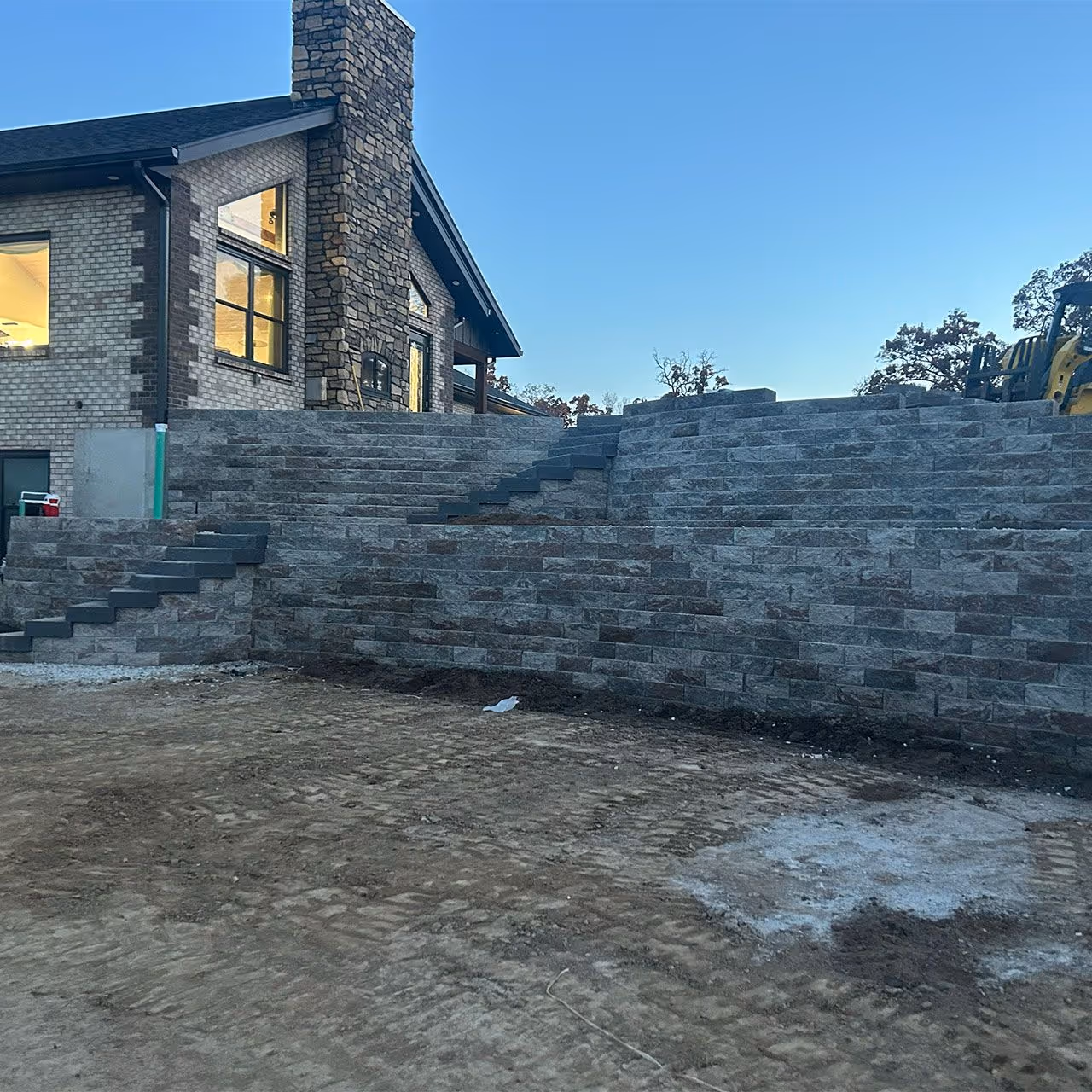 custom retaining wall construction by Landmark Lawncare in Lake of the Ozarks Missouri